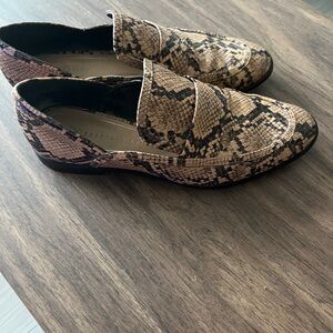 Zara Women's Snakeskin Pattern Loafers in Brown and Black